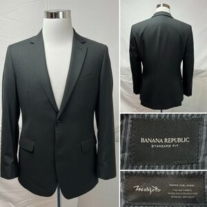 Banana Republic Men's 40R Charcoal Gray Marzotto Wool Standard Fit Blazer Jacket